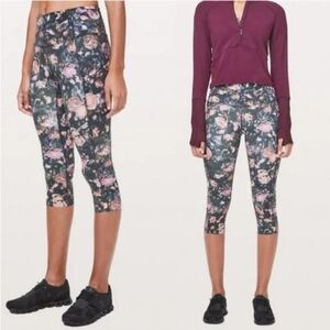 lululemon Floral Size 4 Fast Free Crop Nulux Frosted Rose Leggings